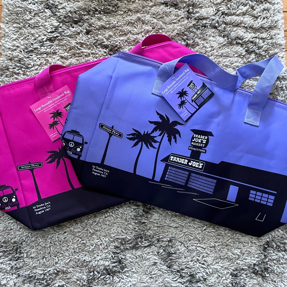 Trader Joe’s insulated pink and purple cold bag bundle